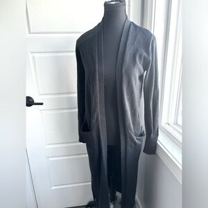 Old Navy Longline Maxi Cardigan Open Knit Pockets Black oversized Size Small‌‌‌